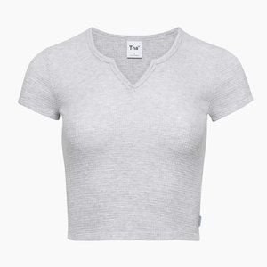 TNA Waffle Notch T Shirt - Grey - Size Small